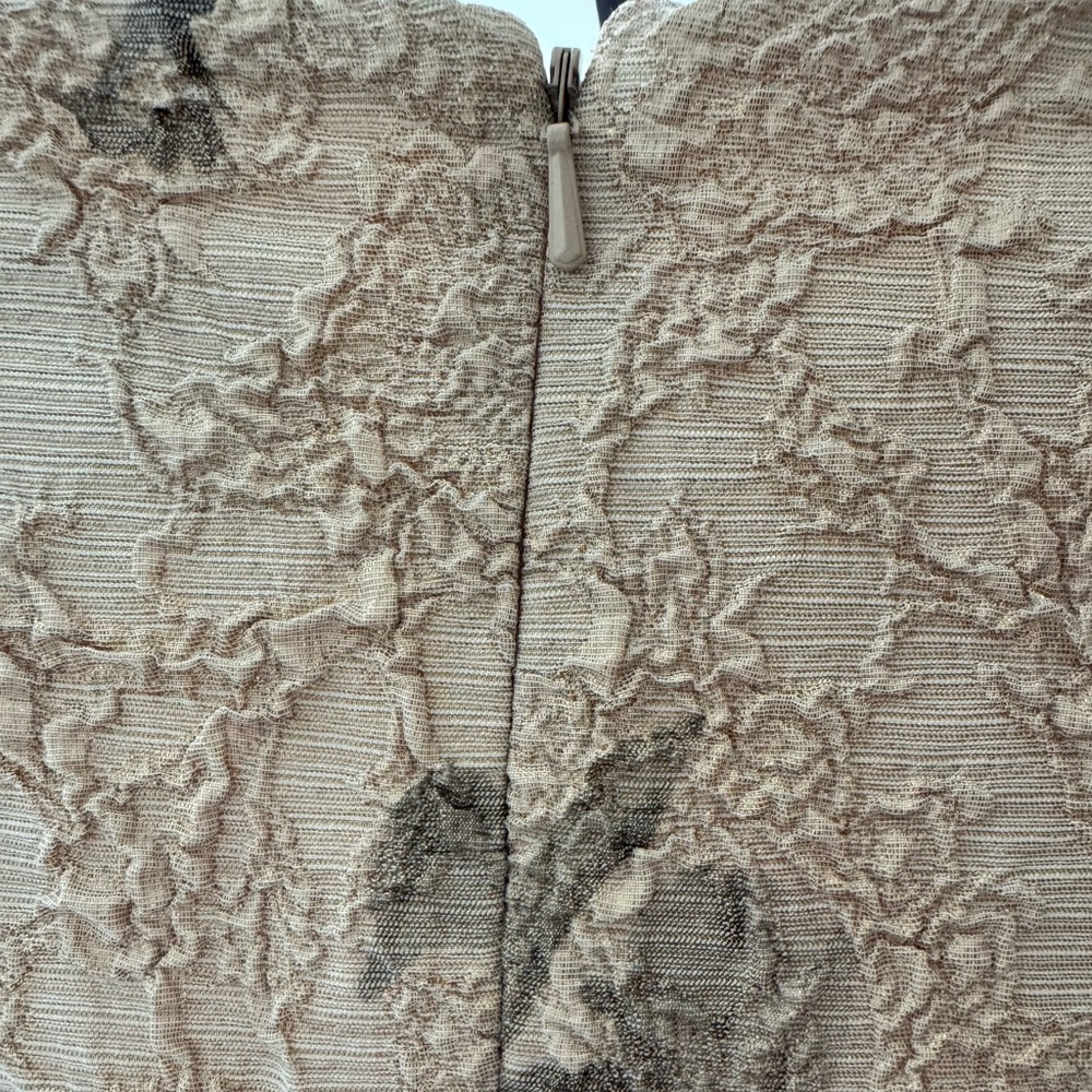 Adrianna Papell Champagne Lace Maxi Dress with Taupe Sash and Pastel Accents - Picture 8 of 9